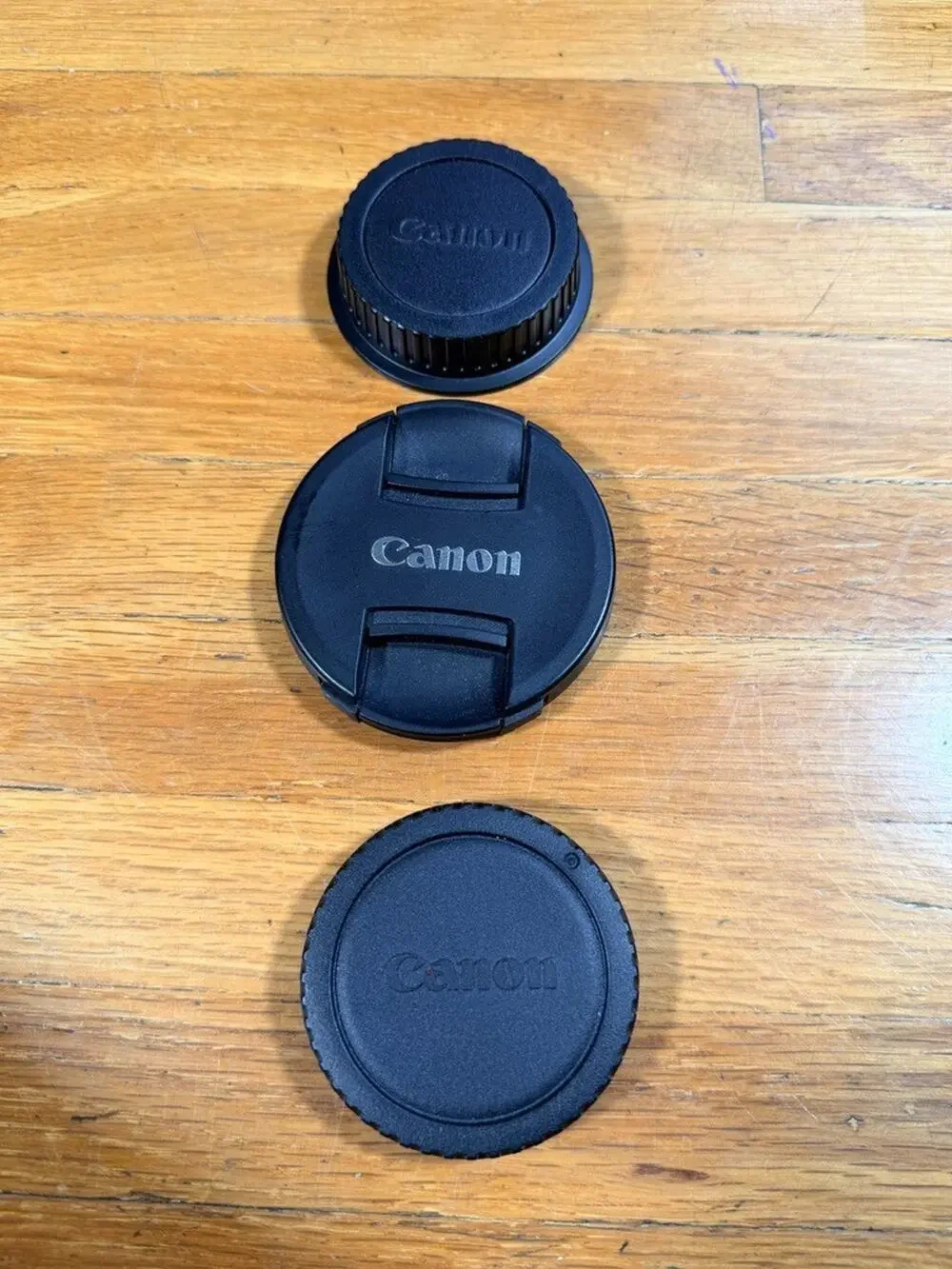 Canon Camera Cap Lot 3 Pieces — E-72 II 72mm Front Lens Cap, Rear & Body Caps